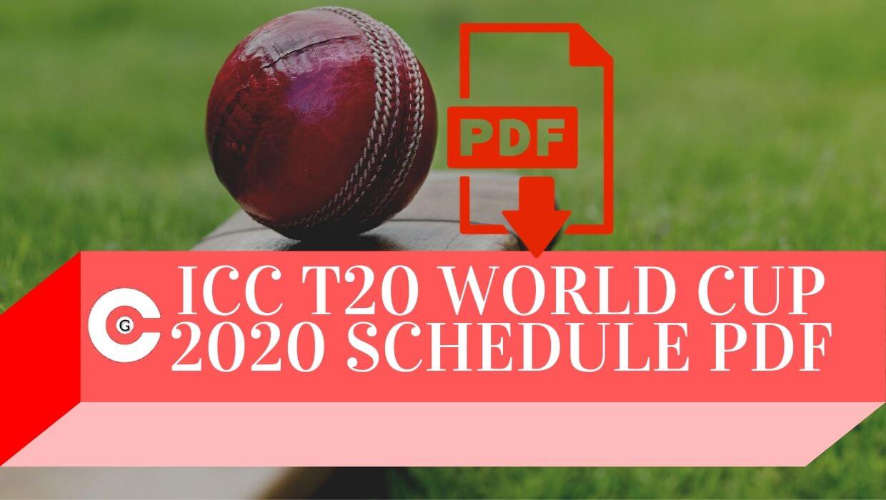 ICC T20 World Cup 2020 Schedule PDF